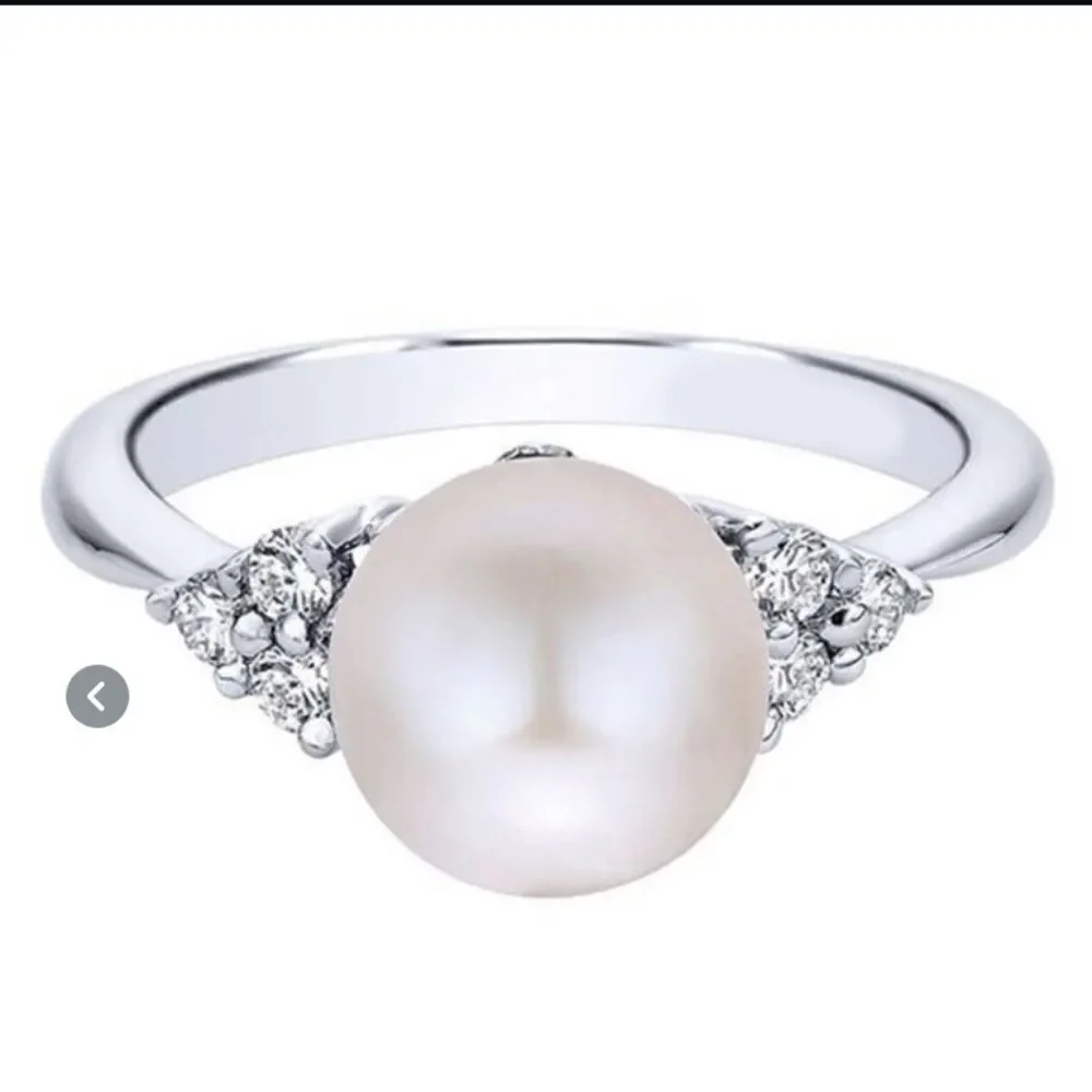 Pearl Diamond Silver Ring 6